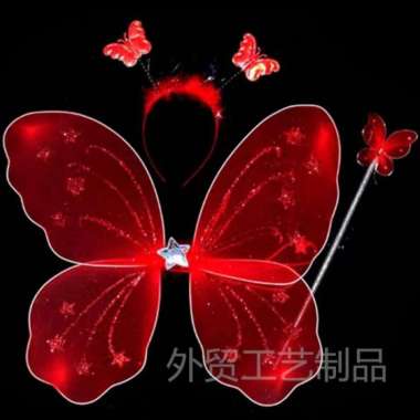Sayap Peri Kupu - Kupu 1 Set Mainan Sayap Peri Kupu Kupu Bando Elastis Merah
