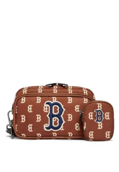 MLB Big Dia Monogram Jacquard Small Tote Bag Boston Redsox Brown