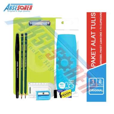 Aksesoren Paket Ujian [Greebel Paket Ujian Oke + F4 Clipboard] / Alat Tulis + Papan Ulangan / Perlen