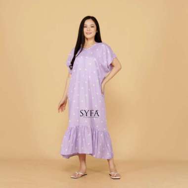 Daster Viral Daisy Rayon Busui Printing Lekha Purple