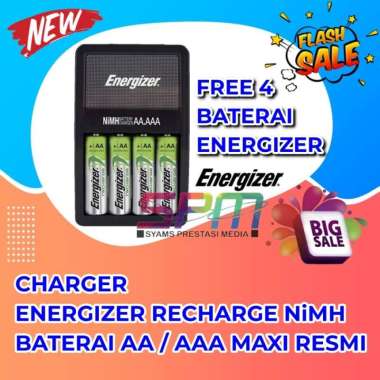 Paket Baterai dan Charger Energizer Recharge CHVCM Baterai AA / AAA