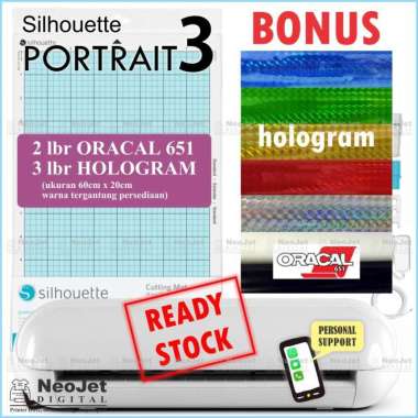 Mesin Cutting Sticker Stiker Sablon Silhouette Cameo Mini Portrait 3 Oracal Hologram