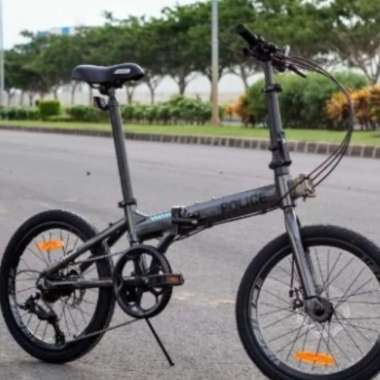 Sepeda lipat 20 inch element alloy police texas 8 speed rem cakram SNI NEW GREY