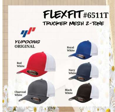 Topi Yupoong Flexfit 6511T Flexfit Trucker Mesh 2-Tone ORIGINAL - Topi Jaring Trucker