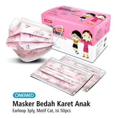 MASKER MEDIS KARET ANAK MOTIF CAT ONEMED