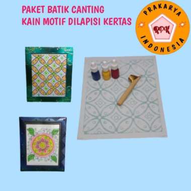 Alat Batik Lengkap Kain Mori, Canting, 3 Botol Pewarna Batik Multicolor