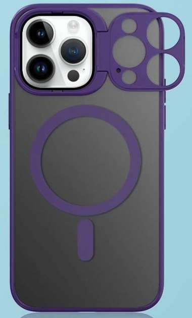 Case Hybrid Magnetic + Camera Kickstand Casing Iphone 13 14 PRO MAX 14 Pro Max Ungu