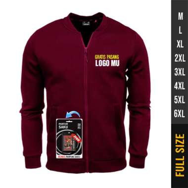 JAKET BOMBER MERAH MAROON POLOS OVERSIZE (M-6XL) JAKET POLOS PRIA POLOS XXXL