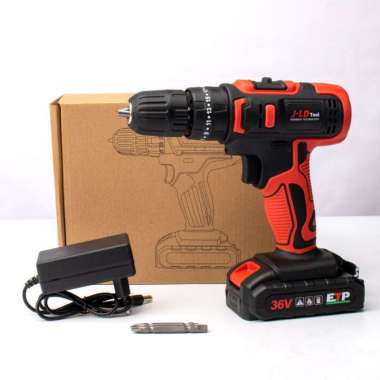 JLD Mesin bor 36V baterai bor impact bor listrik cordless murah box(2Xmata)