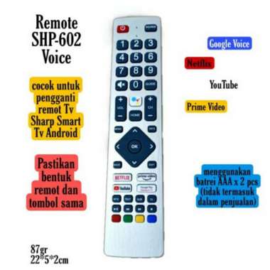 Remote TV Sharp Smart TV Android Remot Smart TV Sharp Voice Multicolor