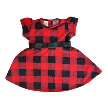PLEU Dress Klok Kotak Merah Dress Anak Perempuan 3 Tahun