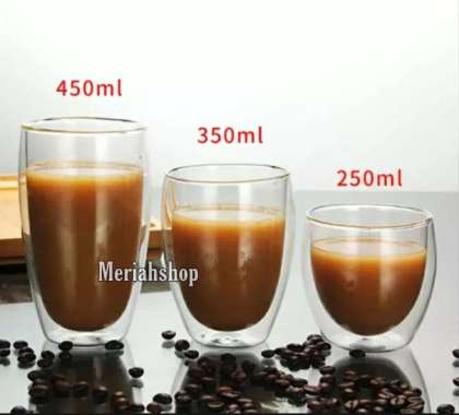 Gelas Ganda Kaca 350ml Cangkir double wall Kopi Mug Coffee Espresso