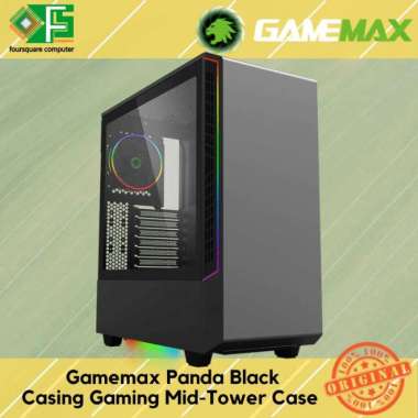 PC Casing Gaming Gamemax Panda Black | Case CPU Komputer ATX