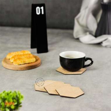 Tatakan Gelas Cork Coaster Hexagon - INPI House 8cm
