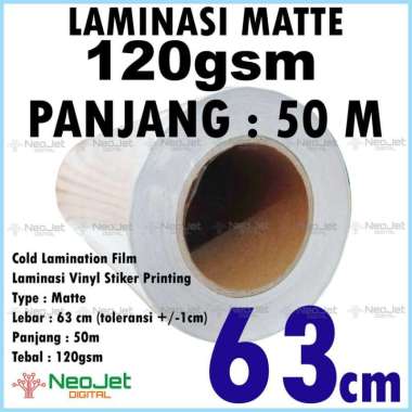 Laminasi Dingin Matte Doff 120 gsm lebar 63 cm panjang 45m / 50 Yard 50 METER
