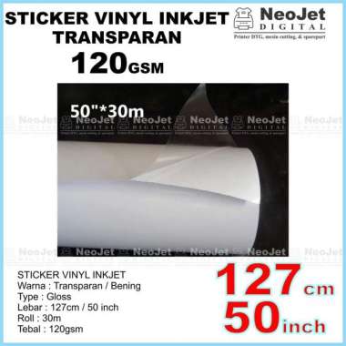 Sticker Vinyl InkJet Roll 127 cm Transparan 30 meter Bening Murah