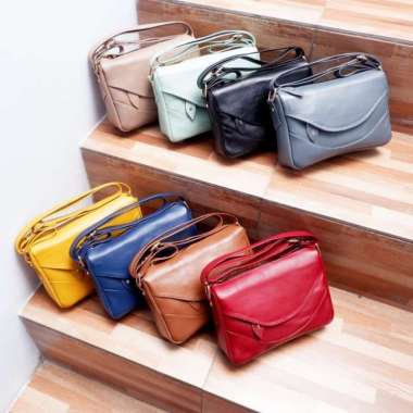 Bossindo Tas Selempang Wanita Kekinian Ukuran Kecil S Kulit Sapi Asli Garut Marun