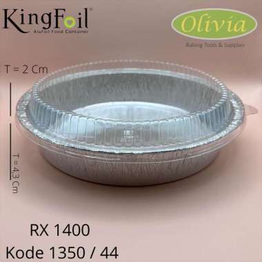 Wadah / Cup Alumunium Foil Bulat RX 1400 Kode 1350 / 44 King Foil Dengan Tutup
