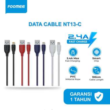 FOOMEE NT13-C KABEL DATA TYPE-C ( 1 TOPLES ISI 20 PCS ) 2.4A