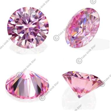 Batu Permata Diamond Cubic Zirconia / Berlian Zircon Sirkon AAA Pink 14mm