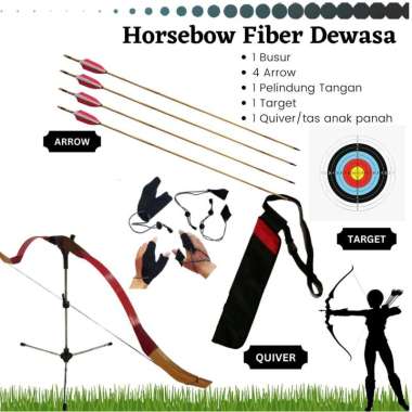 Paket Busur Panah Panahan Fiber Horsebow