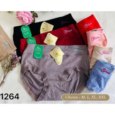 (6pcs) CD perempuan celana dalam wanita cewek POLINI 1264 1232 renda karet besar lebar Coolmax L Ran