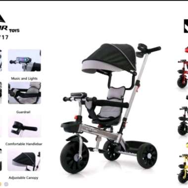 Stroller Sepeda Anak Roda Tiga Aviator AT 7717 Tricycle AT7717 By Pacific Merah