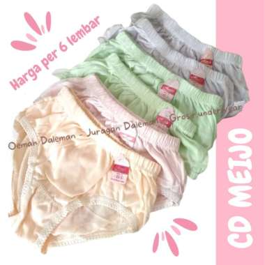 6 LEMBAR CELANA DALAM WANITA MEIJO CD WANITA RENDA CD POLOS CEWE BAHAN KATUN LYCRA 6 PCS SIZE M