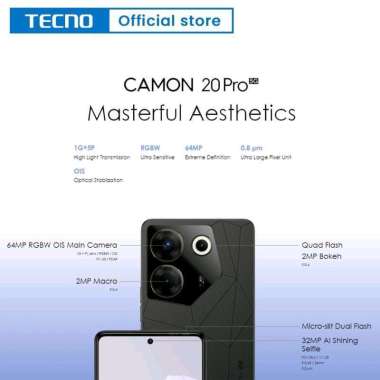 TECNO CAMON 20 PRO 4G 8/256 GARANSI RESMI BLUE