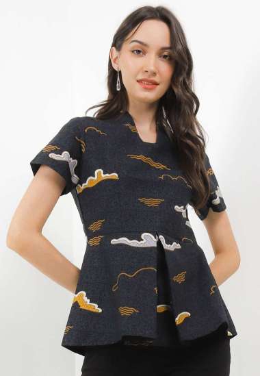 Arjuna Weda Blouse Batik Awan Manuk Kembar 18B310103 - Hitam XL