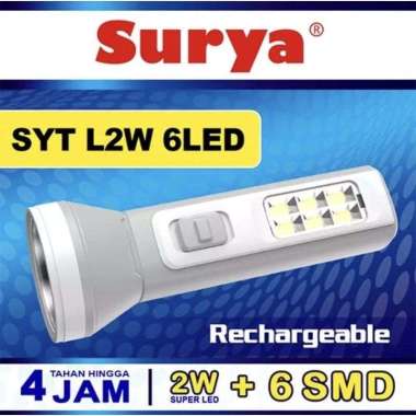senter lampu emergency Surya SYT L2w 6Led / senter cas lampu led