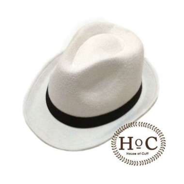 Houseofcuff Topi Fedora Hat WHITE FEDORA HAT LAKEN Putih