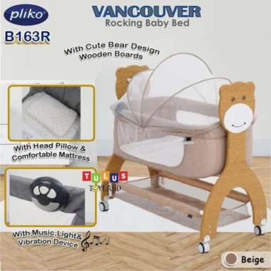 ZS Box Bayi Pliko Vancouver Rocking Baby Bed Music Light Ayunan Bassinet - Grey Beige