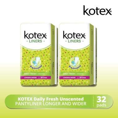 Promo Harga Kotex Fresh Liners Longer & Wider Unscented 32 pcs - Blibli