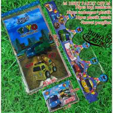 isi10SET PAKET opp M TAYO plastik bungkus isi souvenir snack topi mahkota undangan ulang tahun ultah