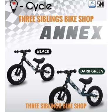 Sepeda Balance Bike I-Cycle ANNEX (Black & Dark Green)