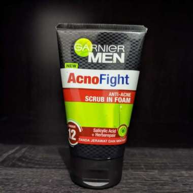 Cuci Muka Garnier Men Acnofight Anti Acne Scrub In Foam 100 ml