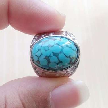 Cincin Batu Obsidian Pirus / Pyrus Sintetis Murah