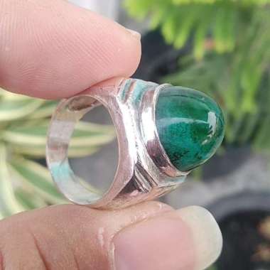 Cincin Perak Batu Akik Natural Bacan Doko HQ + Memo