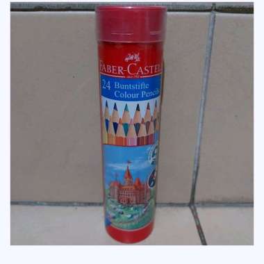 ( Faber Castell KALENG 24 W ) Pensil Warna Faber Castell 24 Warna KEMASAN KALENG Round Tin