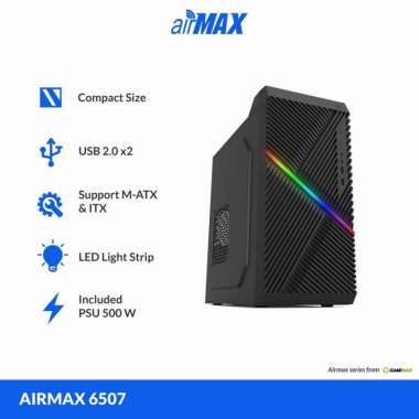 Casing Komputer Gamemax Airmax 6507 Include PSU 500W