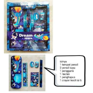 Paket Alat Tulis Study Set Dan Crayon Karakter Astronot Kids Multicolor