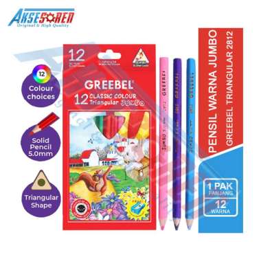 Aksesoren Pensil Warna Jumbo [Greebel Triangular-2812] / Pengsil Warna Warni / Pencil Gambar Melukis
