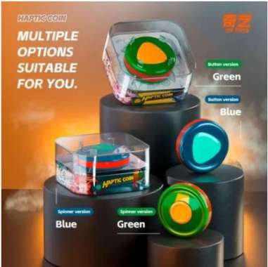 QiYi Haptic Coin Fidget Toy Button Spinner Rubik clicker stress relief SPINNER BIRU