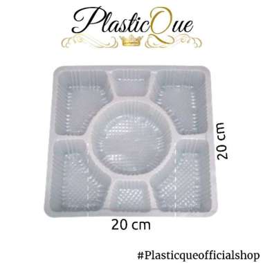 MIKA TRAY SEKAT 7 PUTIH SUSU 20X20CM 20X20 CM ISI 50PCS 50 PCS NASI KOTAK PLASTIK T20 SKAT DUS NASI 