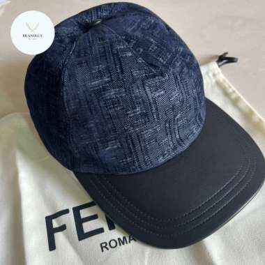 Fendi FF jacquard cap in denim blue - 100% Authentic