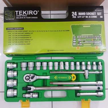 Tekiro Kunci Shock Set 8 - 32 Mm 6 Pt 1/2" 24Pcs Sock Set Hand Socket
