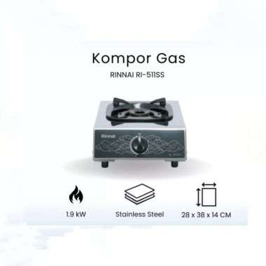 Rinnai RI 511SS Kompor Gas 1 Tungku Stainless / Rinnai RI511SS / Kompor Rinnai 1 Tungku RI 511 SS