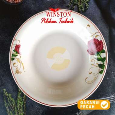 WINSTON 1pcs MAHKOTA EMAS Plate Lontong Keramik 9,25in | Piring 23cm 2 ROSE MERAH