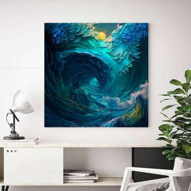 Lukisan Dinding Abstrak Minimalis Premium - Tsunami 15 x 15 cm